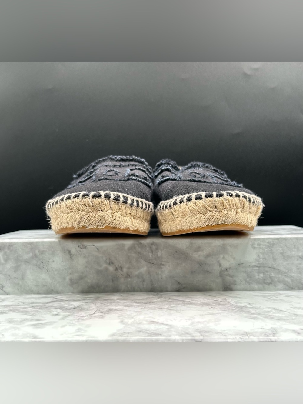 CHANEL CC Canvas Espadrille Linen  Flats Black/Charcoal color. EU Size 39 - Picture 10 of 16